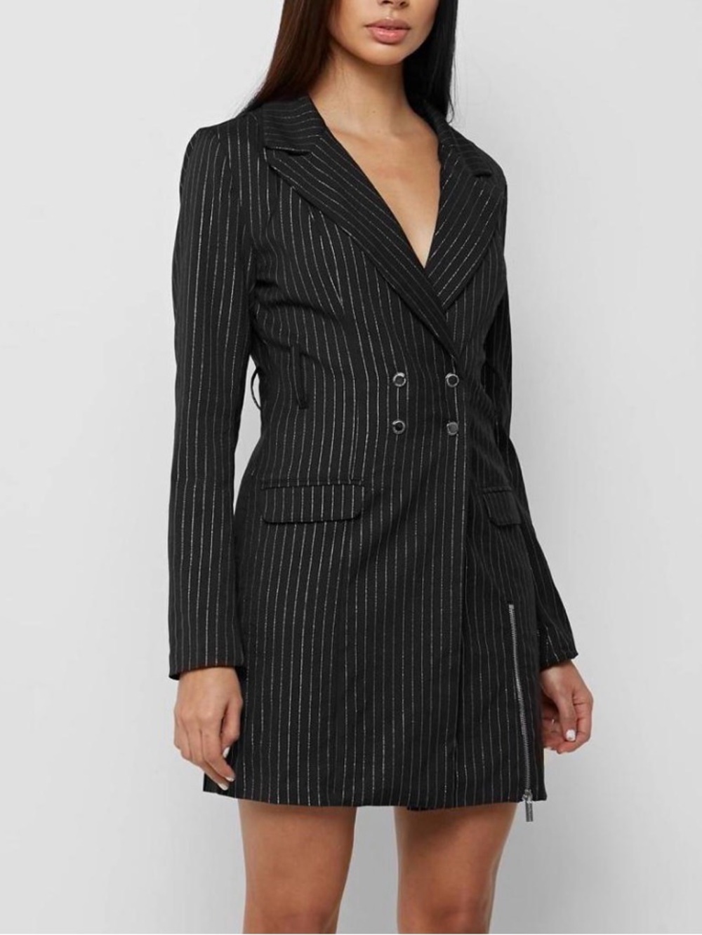 Maniere De Voir Mini Pin Stripe Blazer Dress 10  no belt